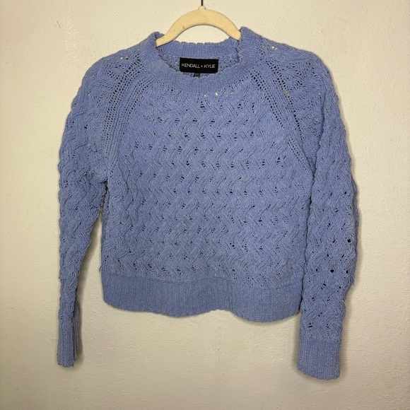 Kendall & Kylie Sweaters - Kendall & Kylie Blue Crew Neck Cropped Sweater Size XS